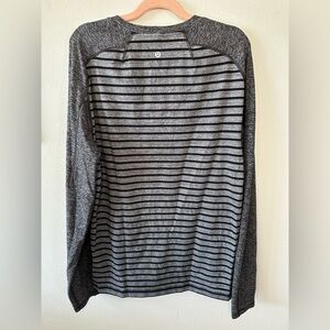 Lululemon Surge Warm Crew Stripe Heathered Dark Slate Black /‎ Heathered Black
